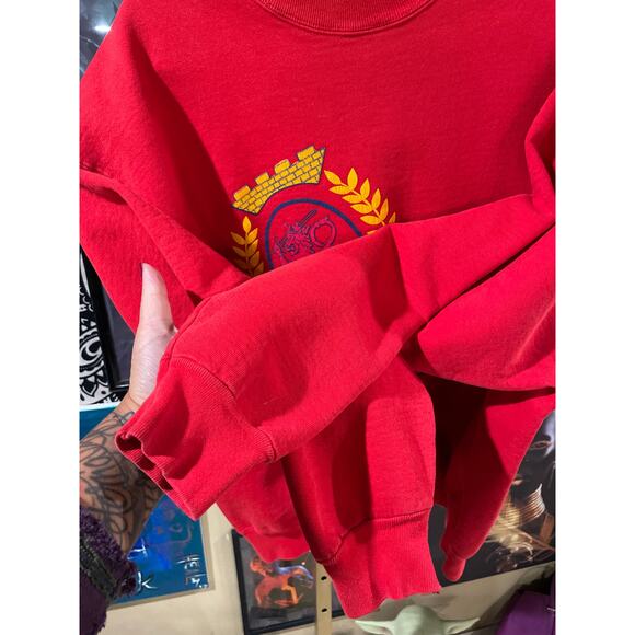 Rare 80s Vintage Tommy Hilfiger Heavyweight Red Crewneck Puff Lettering XL - Picture 8 of 8